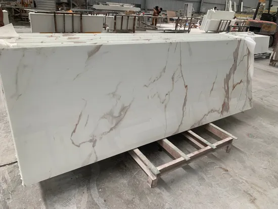 Losa de piedra de nanovidrio blanco con aspecto de mármol para encimera de cocina y tocador