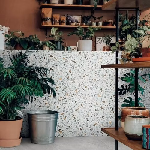 Terrazo de piedra artificial blanca para decoración de construcción para escritorio